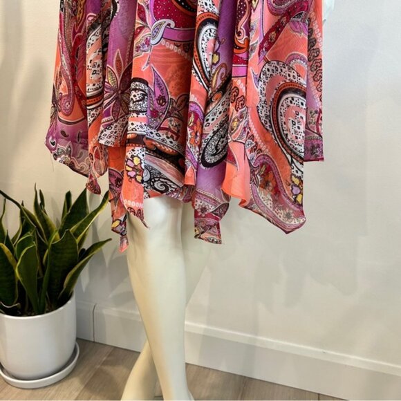 Evan Picone Paisley Crepe Handkerchief Hem Midi Dress - Picture 7 of 12